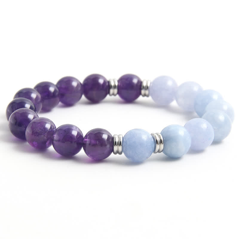 Olivenorma Aquamarine Amethyst Beaded Bracelet - Aquamarine & Amethyst - image 0
