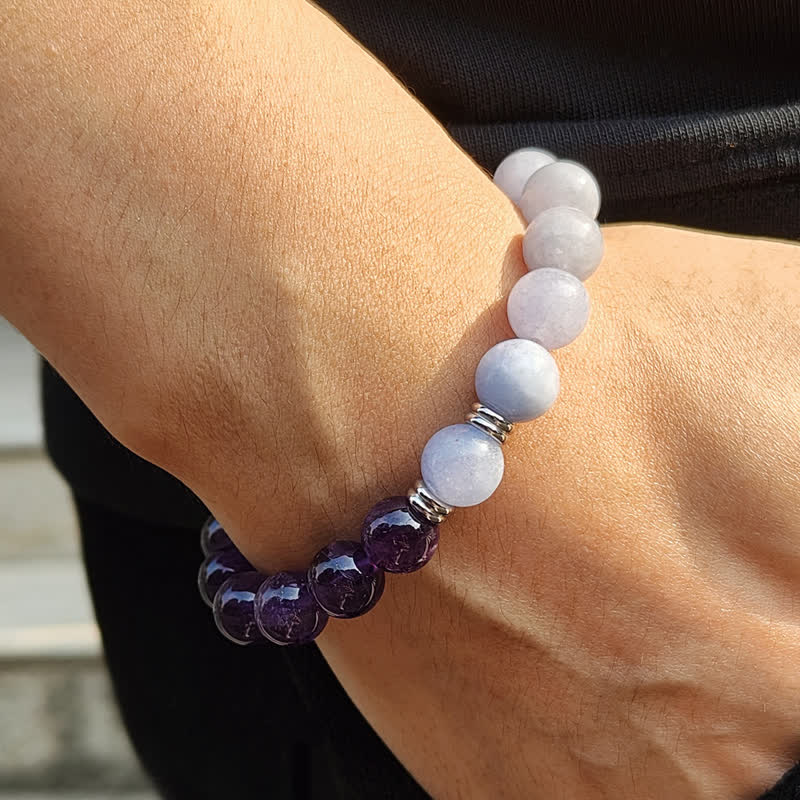 Olivenorma Aquamarine Amethyst Beaded Bracelet - image 1