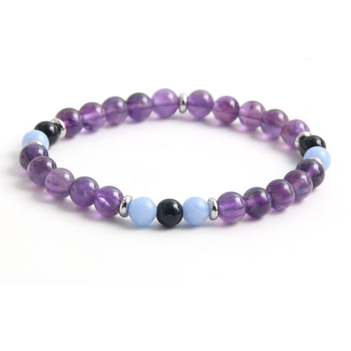 Olivenorma Amethyst Blue Chalcedony Beaded Bracelet - Amethyst & Blue Chalcedony - image 0