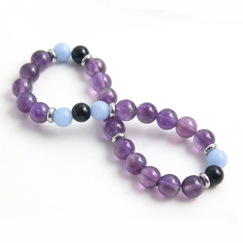 Olivenorma Amethyst Blue Chalcedony Beaded Bracelet - image 4