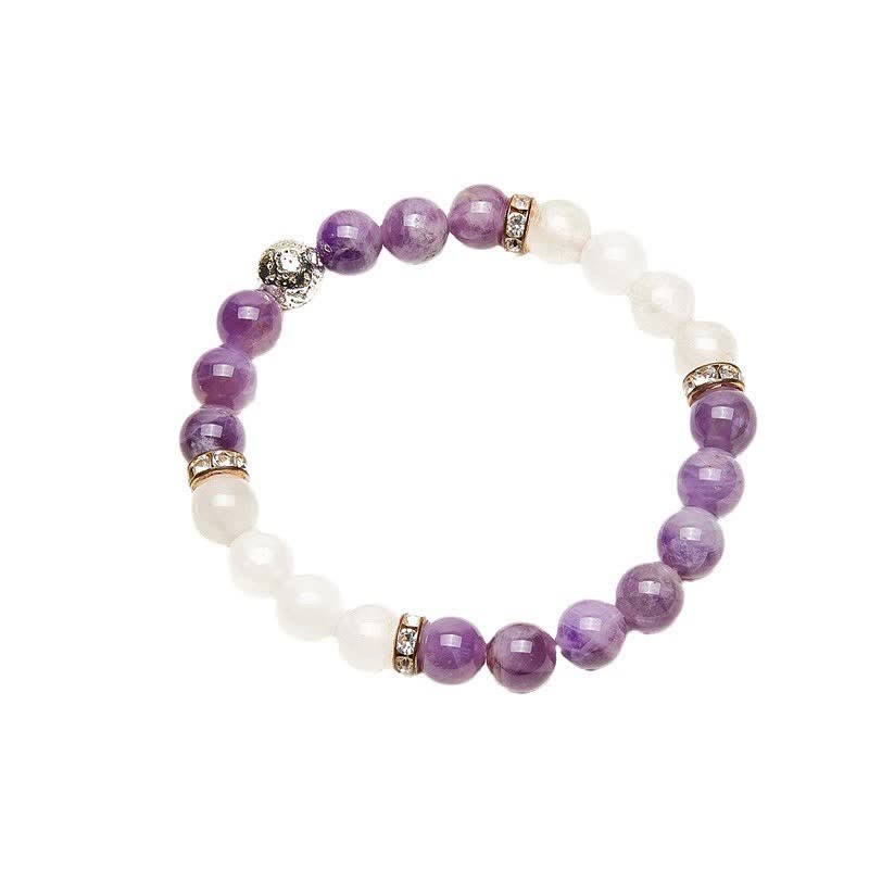 Olivenorma Amethyst Clear Crystal Metal Ball Beaded Bracelet - image 5
