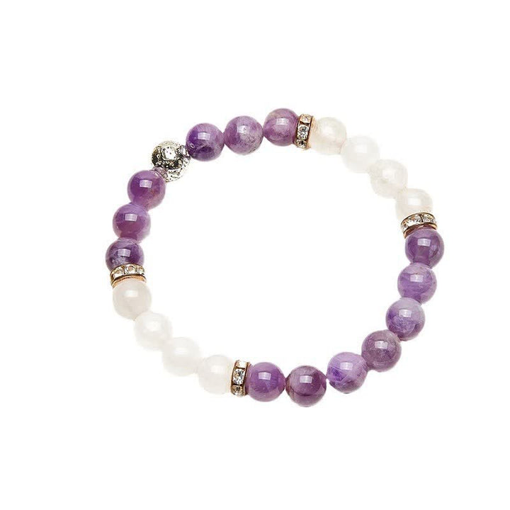 Olivenorma Amethyst Clear Crystal Metal Ball Beaded Bracelet - image 5
