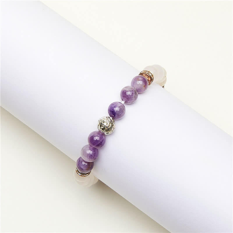 Olivenorma Amethyst Clear Crystal Metal Ball Beaded Bracelet - image 1