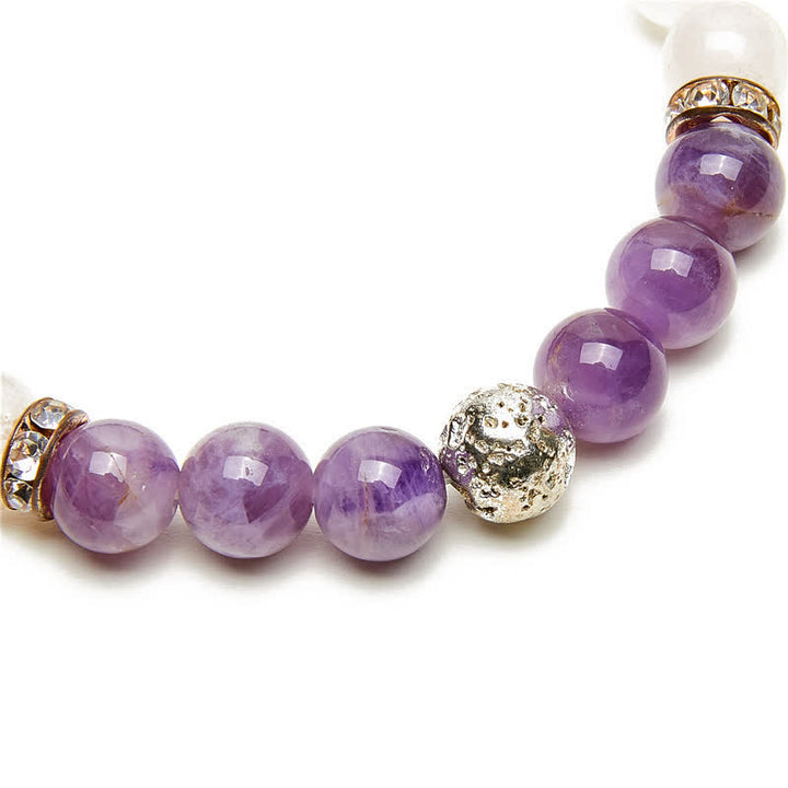 Olivenorma Amethyst Clear Crystal Metal Ball Beaded Bracelet - image 2