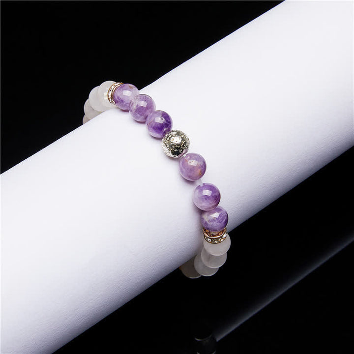 Olivenorma Amethyst Clear Crystal Metal Ball Beaded Bracelet - image 4