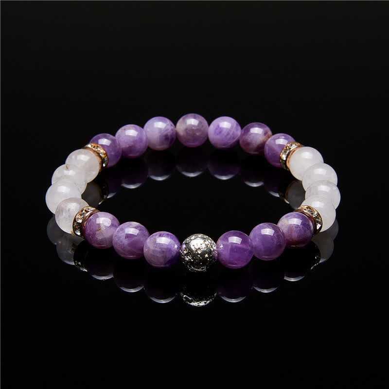Olivenorma Amethyst Clear Crystal Metal Ball Beaded Bracelet - image 3