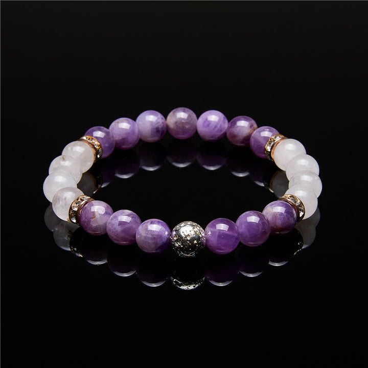 Olivenorma Amethyst Clear Crystal Metal Ball Beaded Bracelet - image 3