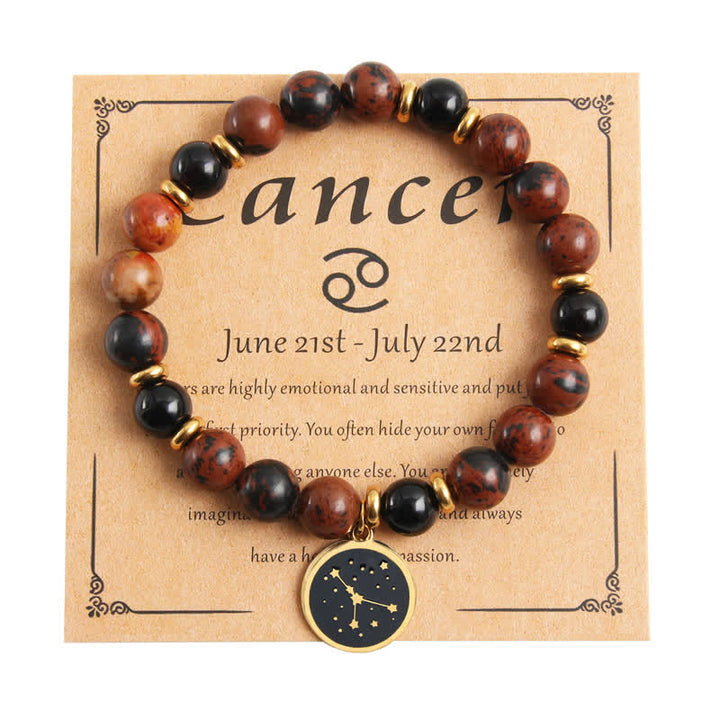Olivenorma Natural Stone Beads Stainless Steel Zodiac Golden Bracelet - Cancer - image 4