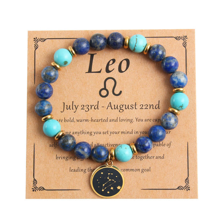 Olivenorma Natural Stone Beads Stainless Steel Zodiac Golden Bracelet - Leo - image 5