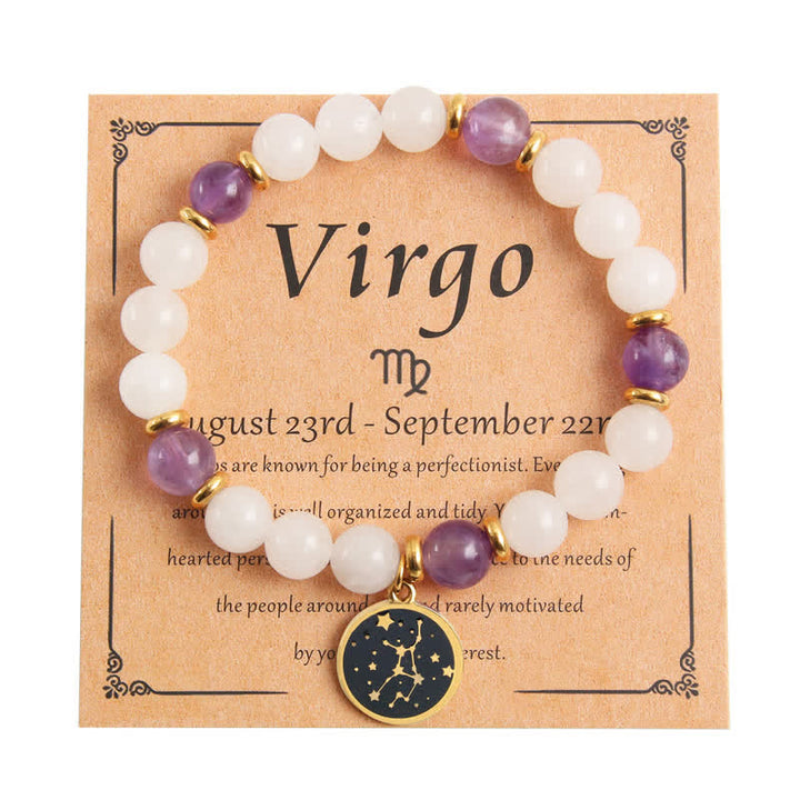 Olivenorma Natural Stone Beads Stainless Steel Zodiac Golden Bracelet - Virgo - image 0
