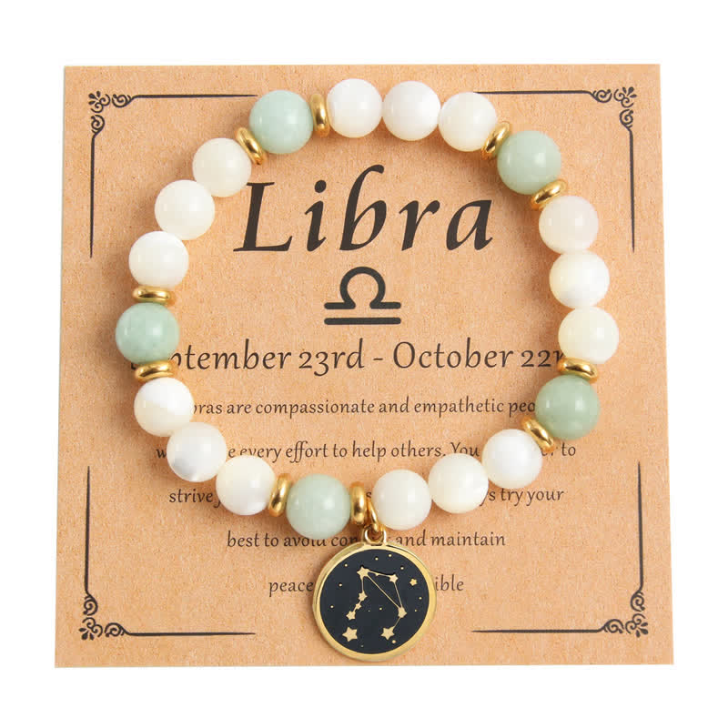 Olivenorma Natural Stone Beads Stainless Steel Zodiac Golden Bracelet - Libra - image 6