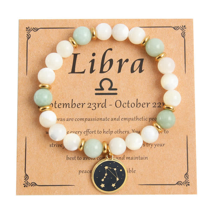 Olivenorma Natural Stone Beads Stainless Steel Zodiac Golden Bracelet - Libra - image 6