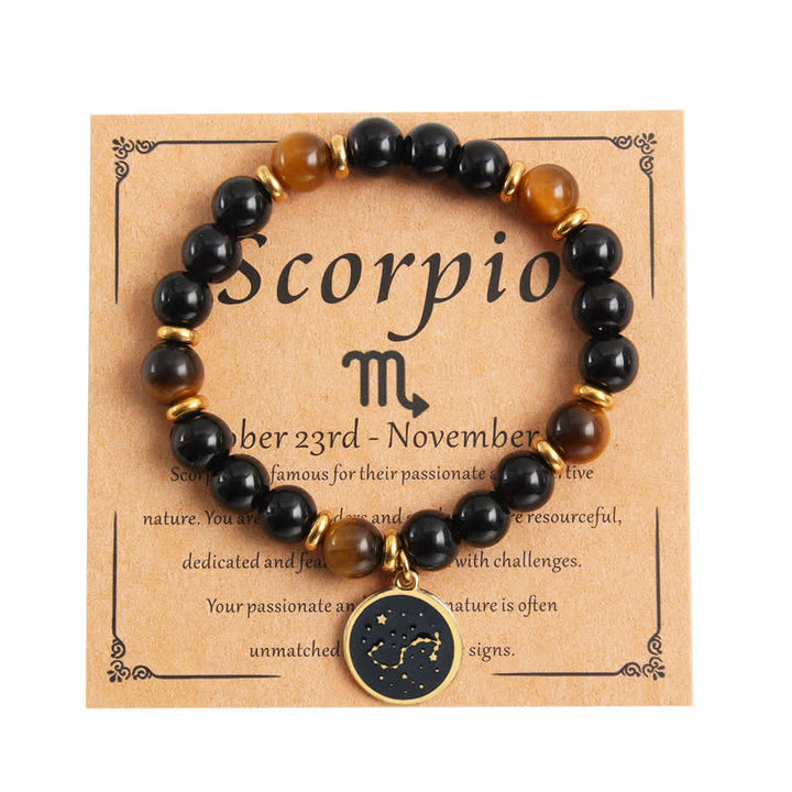 Olivenorma Natural Stone Beads Stainless Steel Zodiac Golden Bracelet - Scorpio - image 7