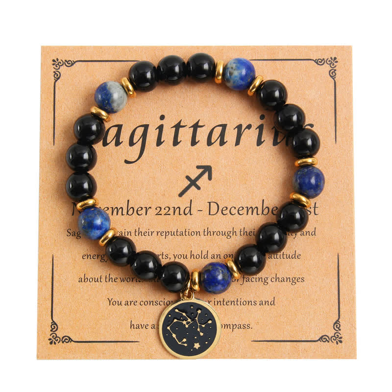 Olivenorma Natural Stone Beads Stainless Steel Zodiac Golden Bracelet - Sagittarius - image 8
