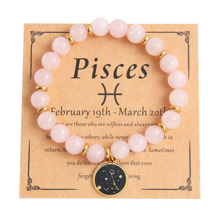 Olivenorma Natural Stone Beads Stainless Steel Zodiac Golden Bracelet - Pisces - image 11