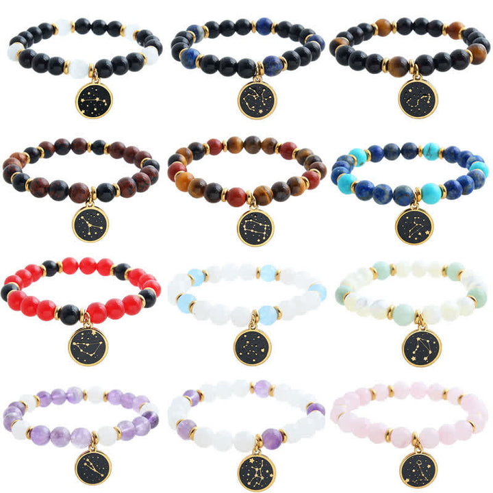 Olivenorma Natural Stone Beads Stainless Steel Zodiac Golden Bracelet - image 14