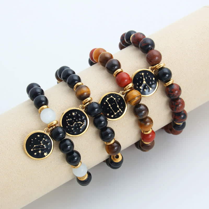 Olivenorma Natural Stone Beads Stainless Steel Zodiac Golden Bracelet - image 15