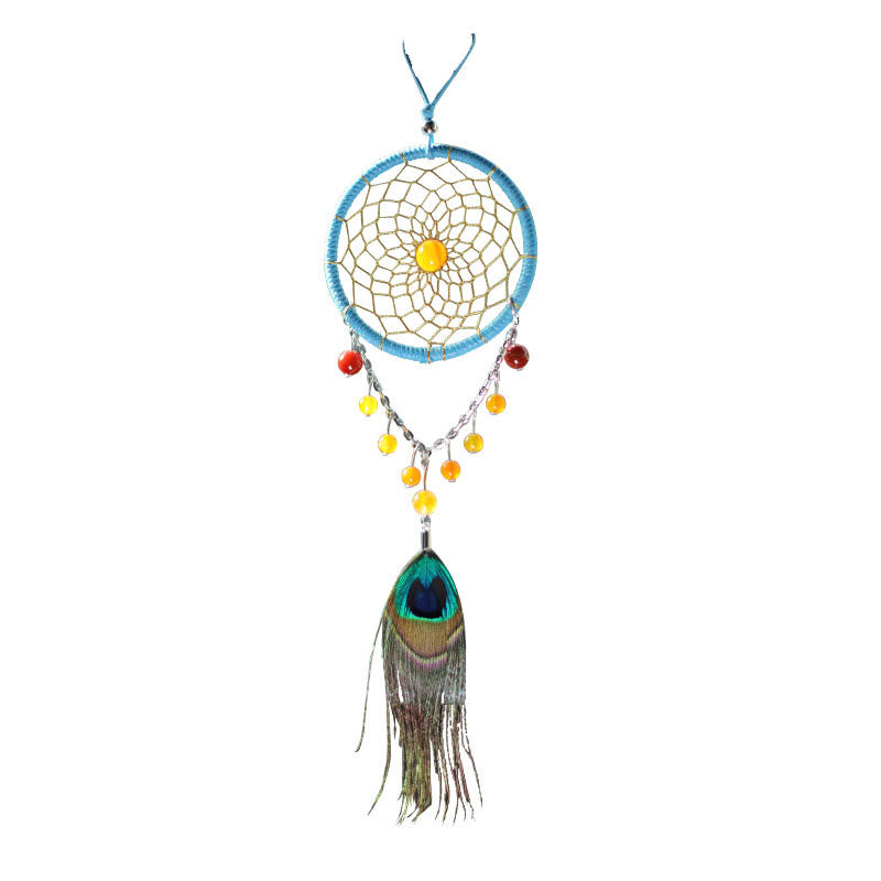 Olivenorma Handmade Agate Peacock Feather Dream Catcher Ornament - image 4