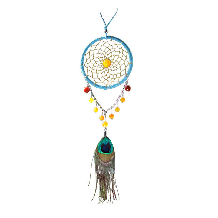 Olivenorma Handmade Agate Peacock Feather Dream Catcher Ornament - image 4