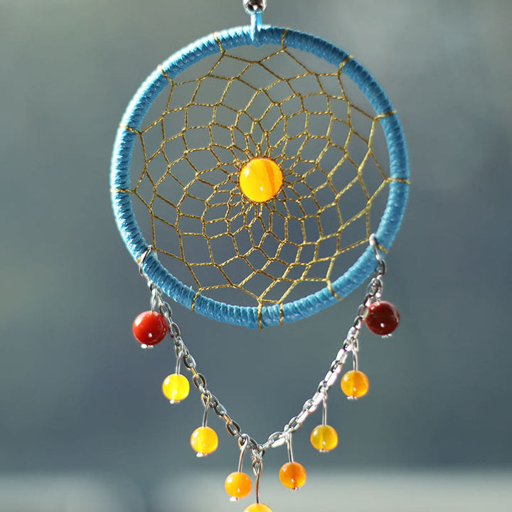 Olivenorma Handmade Agate Peacock Feather Dream Catcher Ornament - image 1