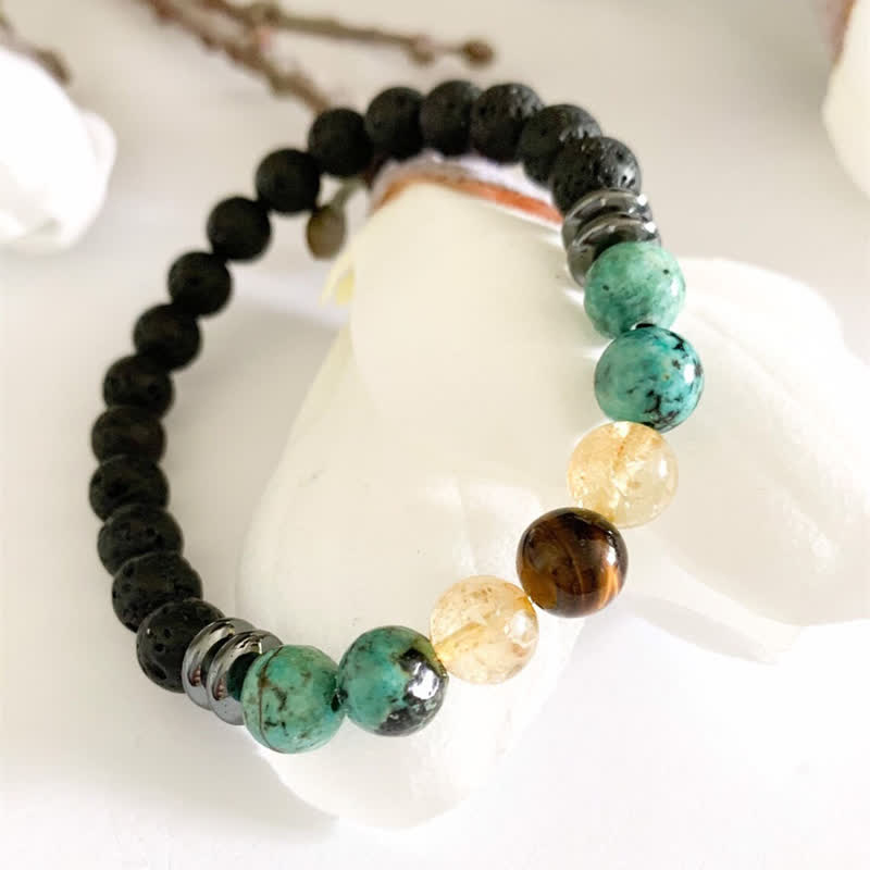 Olivenorma African Turquoise Lava Stone Beaded Bracelet - image 3