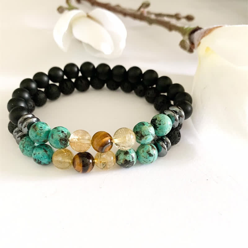 Olivenorma African Turquoise Lava Stone Beaded Bracelet - image 1