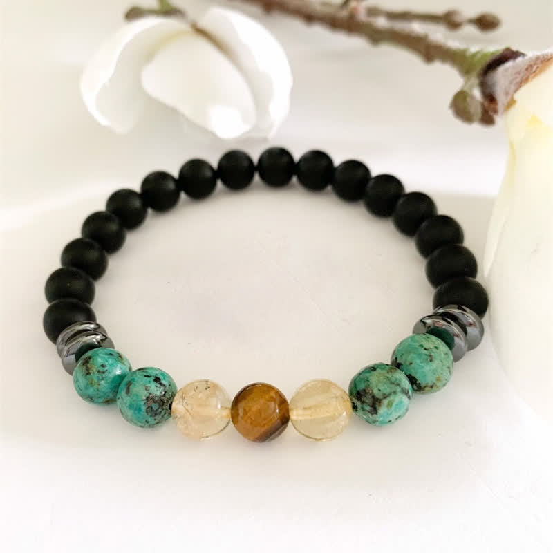 Olivenorma African Turquoise Lava Stone Beaded Bracelet - Natural Stone - image 0