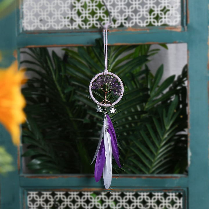Olivenorma Tree of Life Gemstone Dream Catcher Hanging Ornament - Amethyst  - image 3