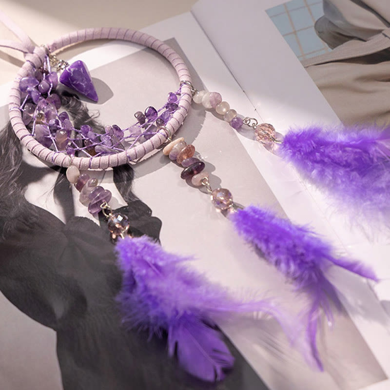 Olivenorma Amethyst Protection Purple Dream Catcher Hanging Ornament - image 4