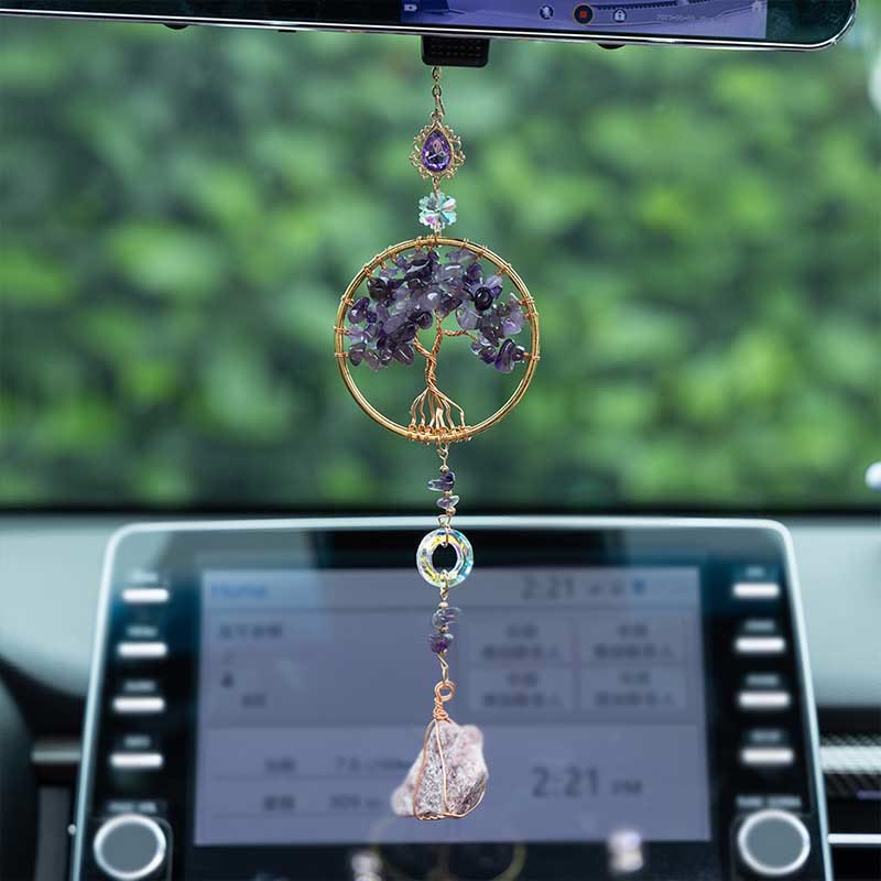 Olivenorma Lepidolite Amethyst Natural Gemstone Hanging Ornament - Amethyst & Lepidolite - image 0