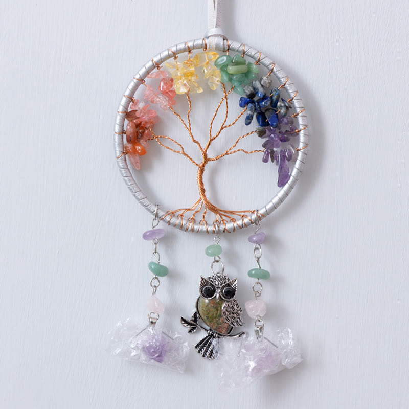 Olivenorma Natural 7 Chakra Owl Dream Catcher Ornament - image 1