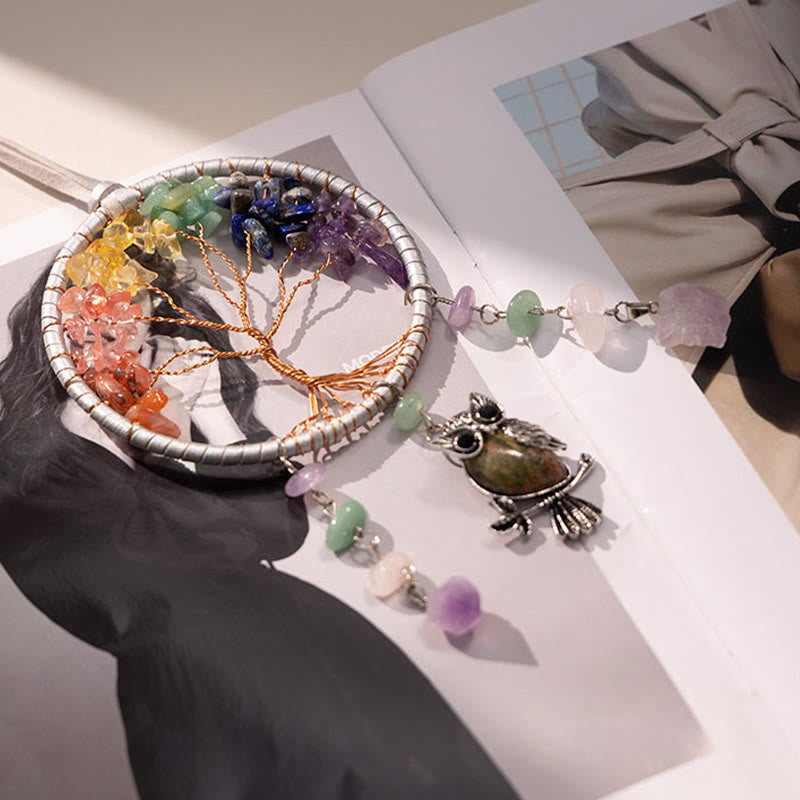 Olivenorma Natural 7 Chakra Owl Dream Catcher Ornament - image 3