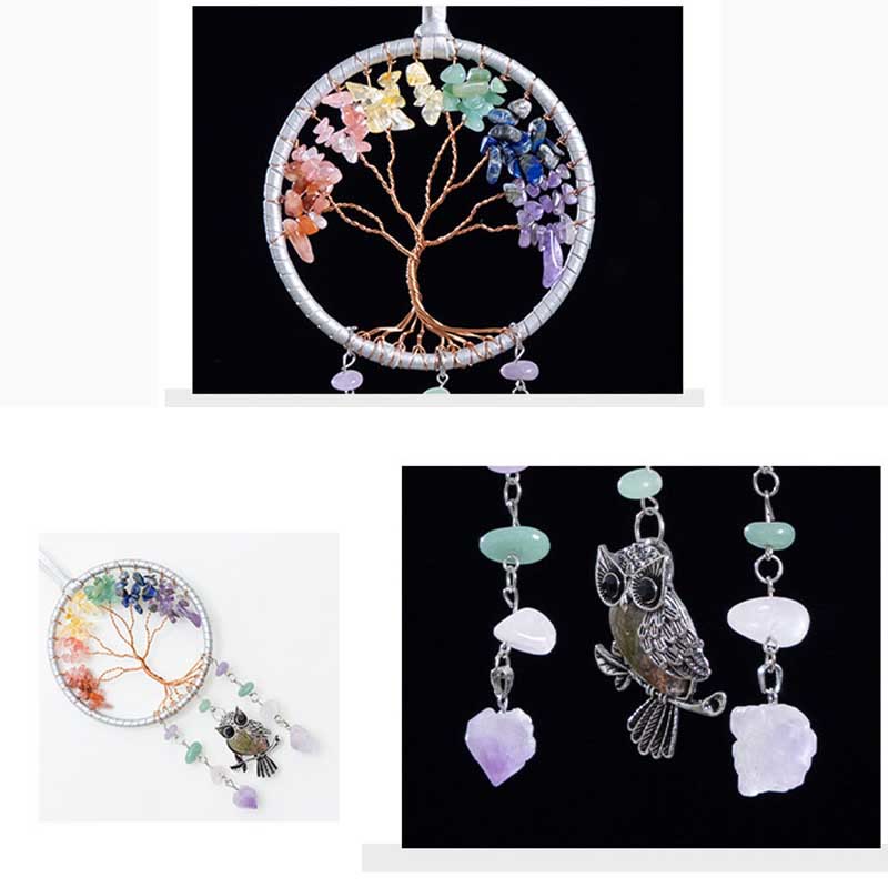 Olivenorma Natural 7 Chakra Owl Dream Catcher Ornament - image 5