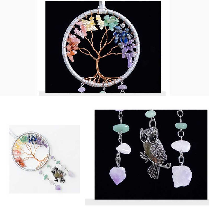 Olivenorma Natural 7 Chakra Owl Dream Catcher Ornament - image 5