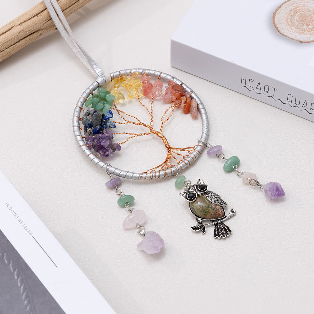 Olivenorma Natural 7 Chakra Owl Dream Catcher Ornament - image 2