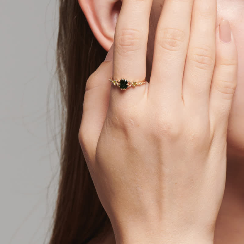 Olivenorma Natural Peridot Emerald Ring Necklace Jewelry Set - image 1