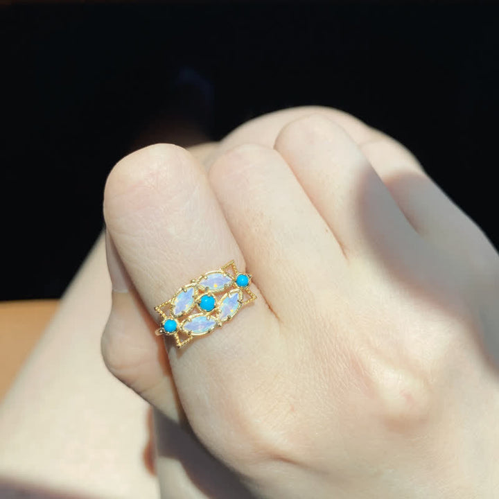 Olivenorma Natural Turquoise Opalite Ring Necklace Jewelry Set - Ring-Size 8 - image 8
