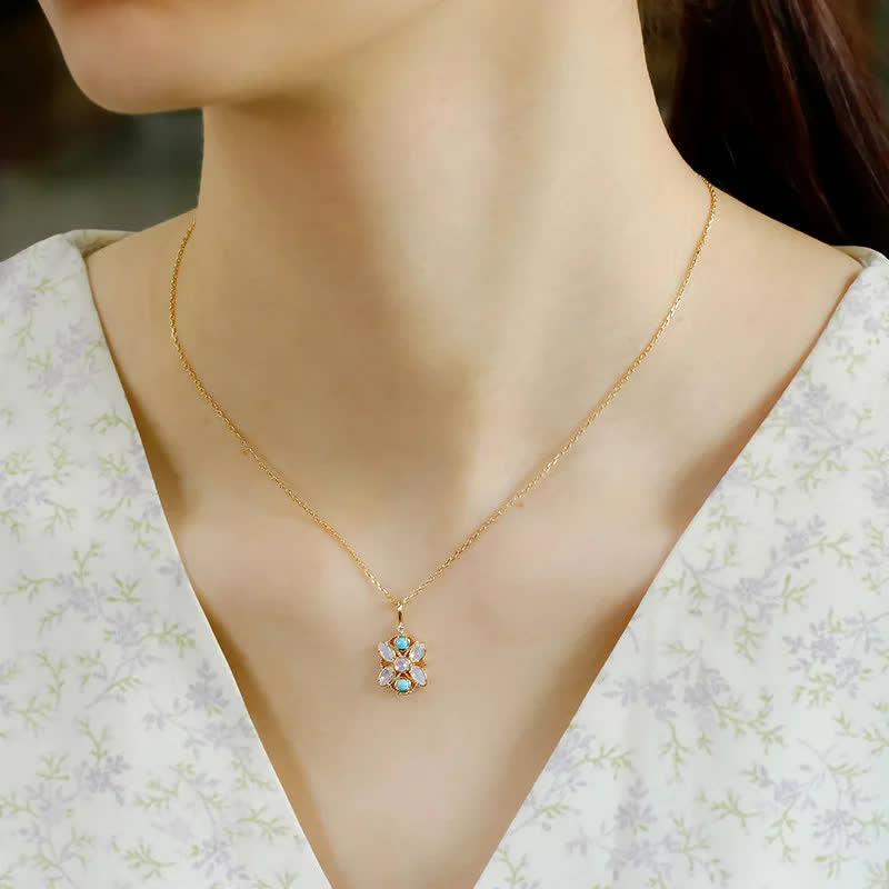 Olivenorma Natural Turquoise Opalite Ring Necklace Jewelry Set - image 1