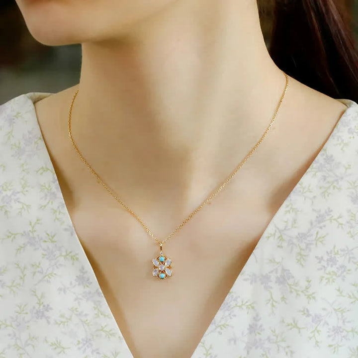 Olivenorma Natural Turquoise Opalite Ring Necklace Jewelry Set - image 1