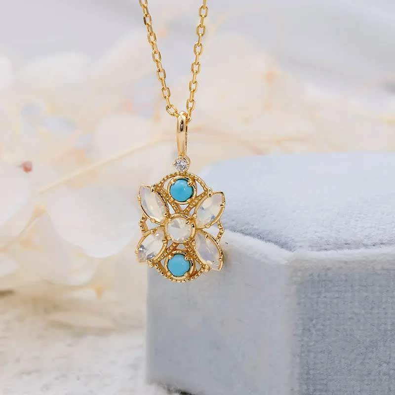 Olivenorma Natural Turquoise Opalite Ring Necklace Jewelry Set - image 3