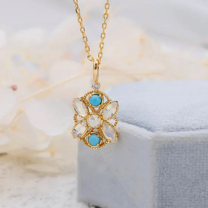 Olivenorma Natural Turquoise Opalite Ring Necklace Jewelry Set - image 3