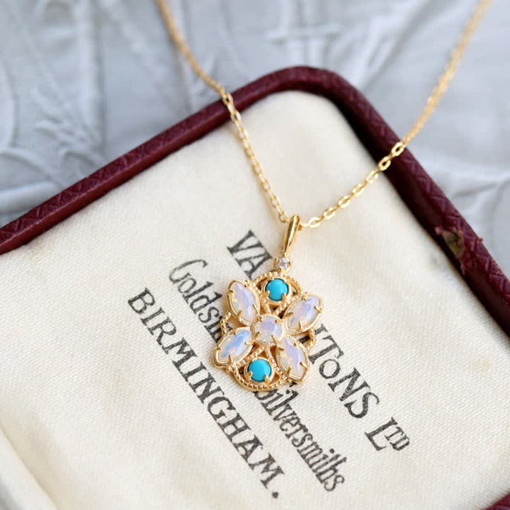 Olivenorma Natural Turquoise Opalite Ring Necklace Jewelry Set - image 6