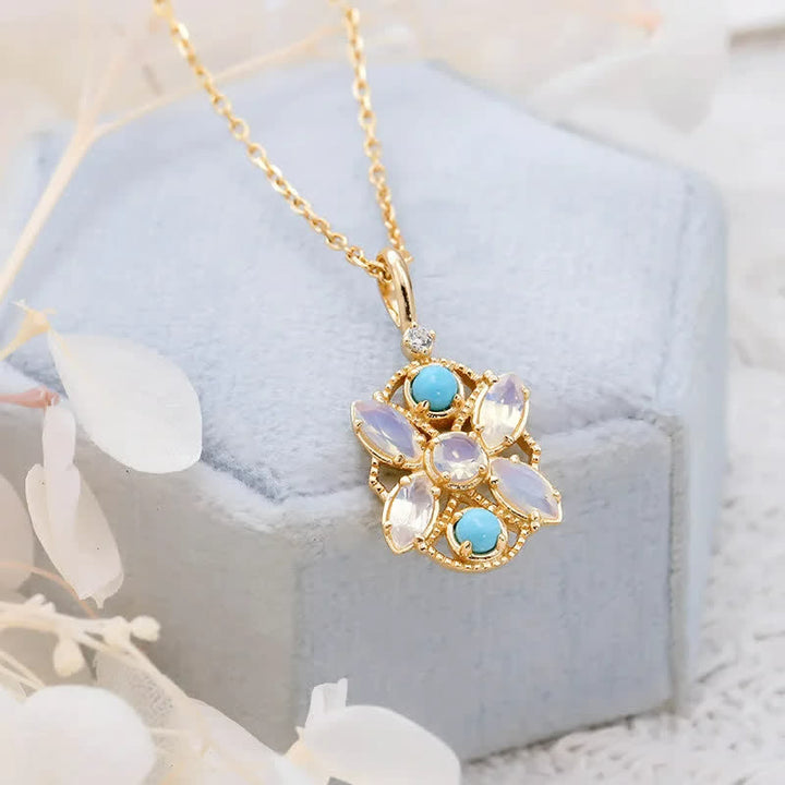Olivenorma Natural Turquoise Opalite Ring Necklace Jewelry Set - image 5