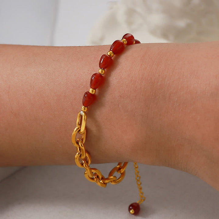 Olivenorma Natural Red Agate Necklace Titanium Steel Jewelry Set - image 3