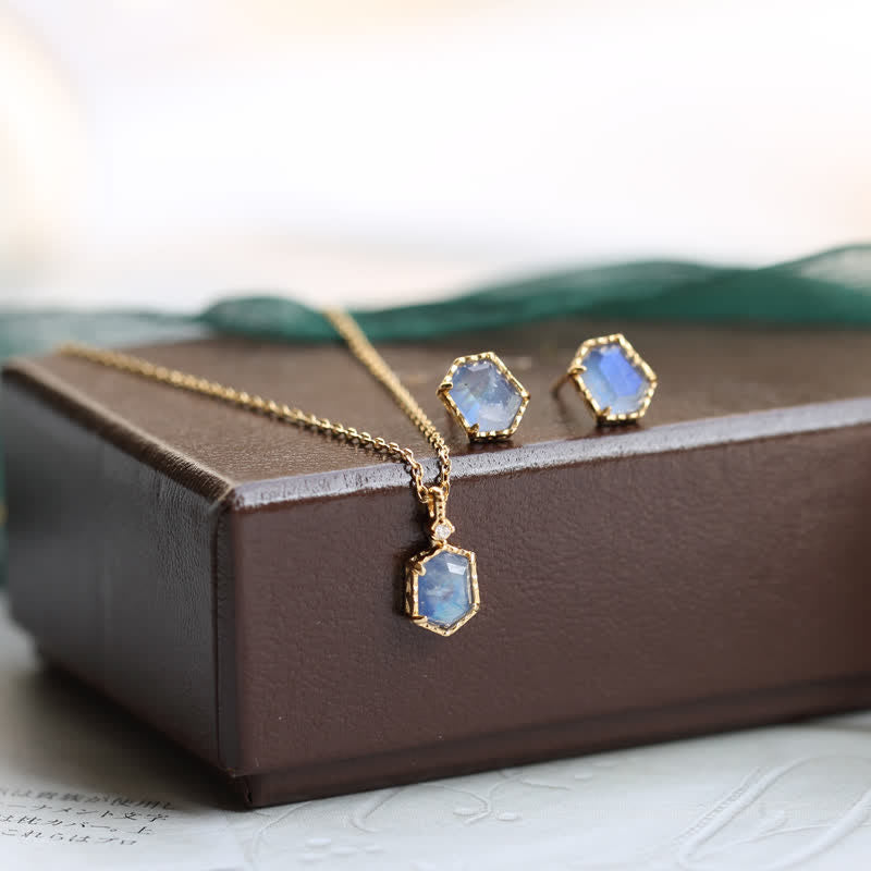 Olivenorma Natural Blue Moonstone Jewelry Set - image 10