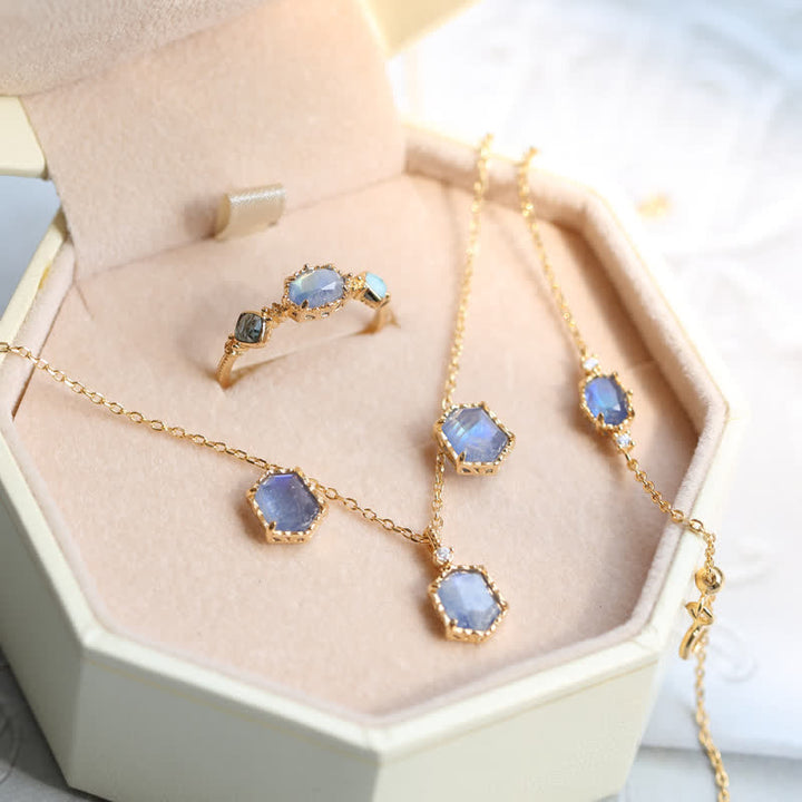 Olivenorma Natural Blue Moonstone Jewelry Set - Jewelry Set(without ring) - image 0