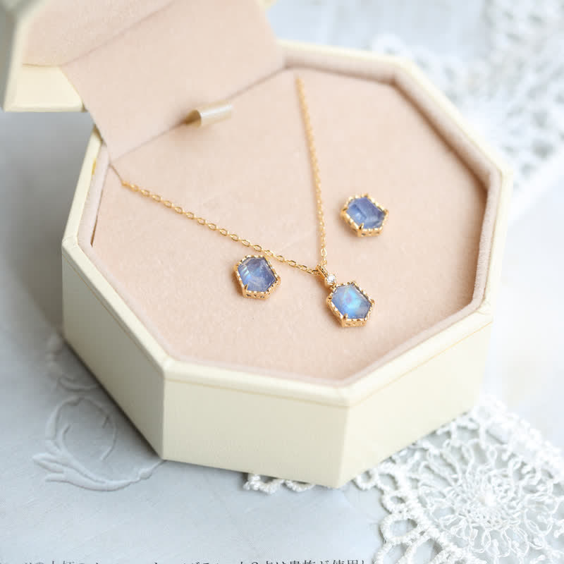Olivenorma Natural Blue Moonstone Jewelry Set - Earrings - image 8