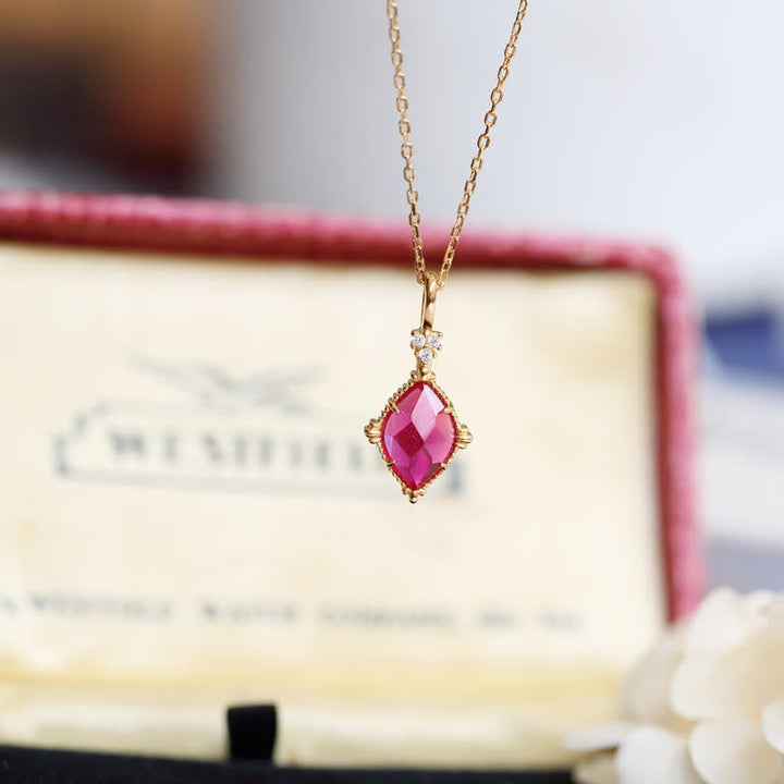 Olivenorma Natural Garnet Ring Earrings Necklace Jewelry Set - Necklace - image 8