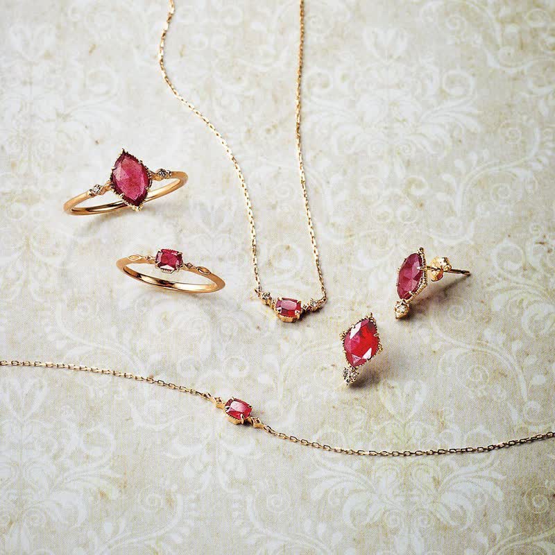 Olivenorma Natural Garnet Ring Earrings Necklace Jewelry Set - Jewelry Set - image 0