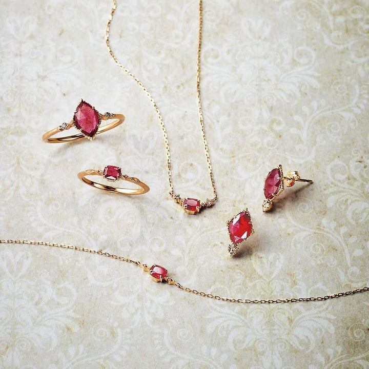 Olivenorma Natural Garnet Ring Earrings Necklace Jewelry Set - Jewelry Set - image 0